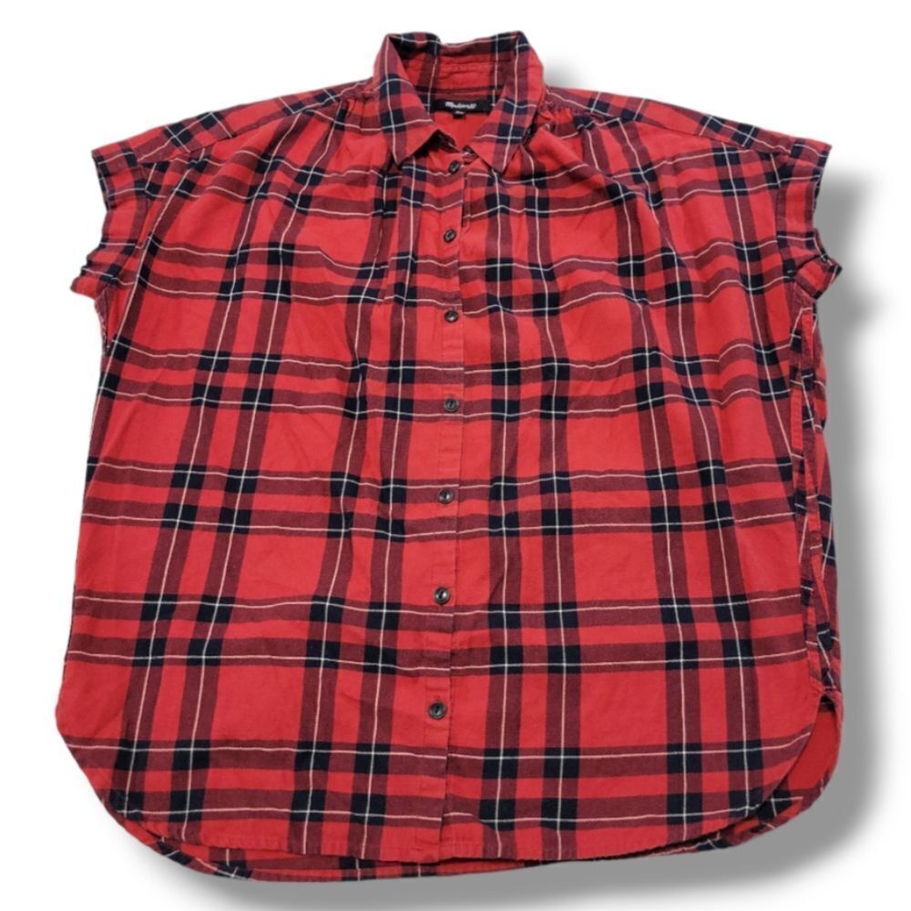 Madewell Top Size XXS Women's Button Down Shirt Short Sleeve Casual Plaid Shirt